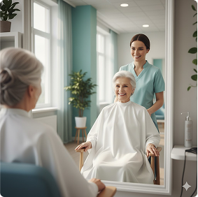 Resident getting a haircut